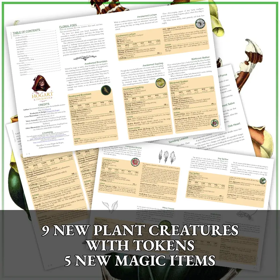 9 new monsters, 5 new magic items, 7 pages