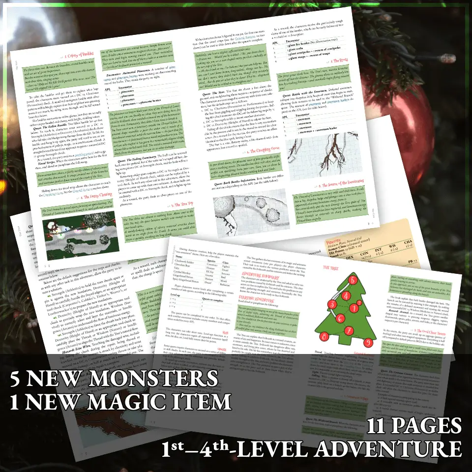 5 new monsters, 1 new magic item, 11 pages